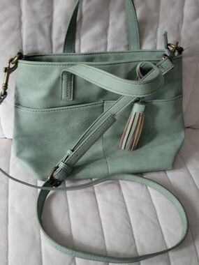 Mint Green Women's Faux Leather Tote with Tassel Accent